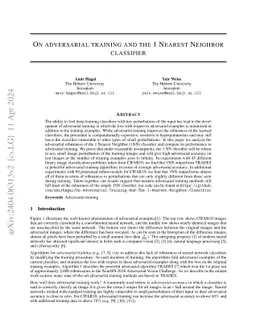 On adversarial training and the 1 Nearest Neighbor classifier