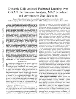 Dynamic D2D-Assisted Federated Learning over O-RAN: Performance Analysis, MAC Scheduler, and Asymmetric User Selection