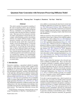 Quantum State Generation with Structure-Preserving Diffusion Model