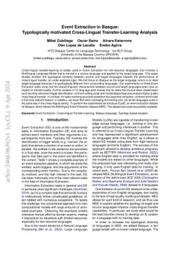Event Extraction in Basque: Typologically motivated Cross-Lingual
  Transfer-Learning Analysis