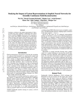 Studying the Impact of Latent Representations in Implicit Neural
  Networks for Scientific Continuous Field Reconstruction