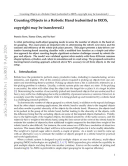Counting Objects in a Robotic Hand