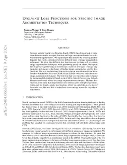 Evolving Loss Functions for Specific Image Augmentation Techniques