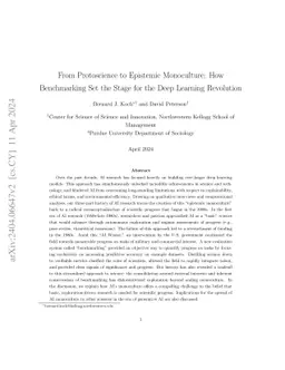 From Protoscience to Epistemic Monoculture: How Benchmarking Set the
  Stage for the Deep Learning Revolution
