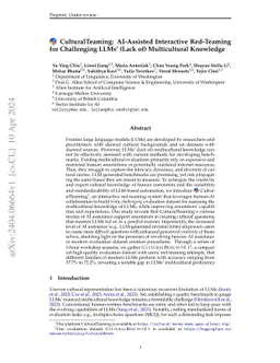 CulturalTeaming: AI-Assisted Interactive Red-Teaming for Challenging
  LLMs' (Lack of) Multicultural Knowledge