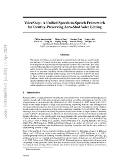 VoiceShop: A Unified Speech-to-Speech Framework for Identity-Preserving
  Zero-Shot Voice Editing