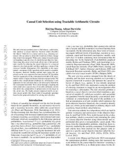 Causal Unit Selection using Tractable Arithmetic Circuits