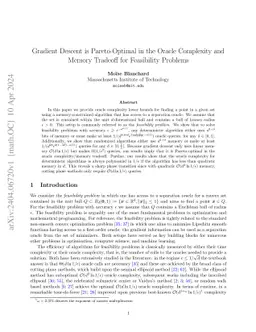 Gradient Descent is Pareto-Optimal in the Oracle Complexity and Memory
  Tradeoff for Feasibility Problems
