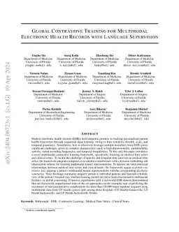 Global Contrastive Training for Multimodal Electronic Health Records
  with Language Supervision