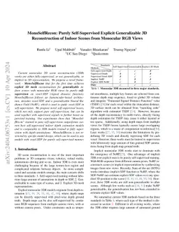 MonoSelfRecon: Purely Self-Supervised Explicit Generalizable 3D
  Reconstruction of Indoor Scenes from Monocular RGB Views