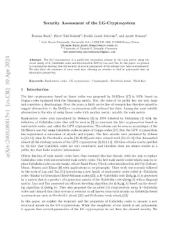 Security Assessment of the LG Cryptosystem