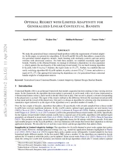 Generalized Linear Bandits with Limited Adaptivity