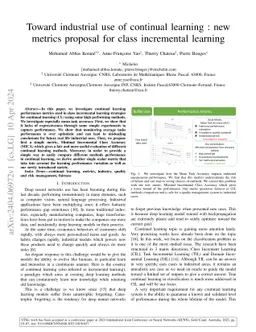 Toward industrial use of continual learning : new metrics proposal for
  class incremental learning