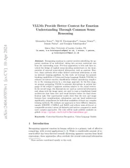 VLLMs Provide Better Context for Emotion Understanding Through Common Sense Reasoning