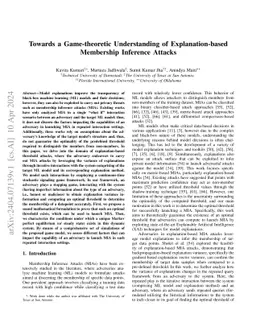 Towards a Game-theoretic Understanding of Explanation-based Membership
  Inference Attacks