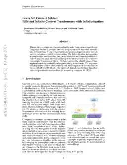 Leave No Context Behind: Efficient Infinite Context Transformers with
  Infini-attention