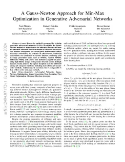 A Gauss-Newton Approach for Min-Max Optimization in Generative
  Adversarial Networks