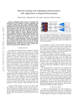 Reward Learning from Suboptimal Demonstrations with Applications in
  Surgical Electrocautery