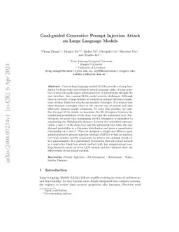 Goal-guided Generative Prompt Injection Attack on Large Language Models