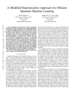 A Modified Depolarization Approach for Efficient Quantum Machine
  Learning