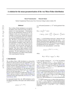 A solution for the mean parametrization of the von Mises-Fisher
  distribution