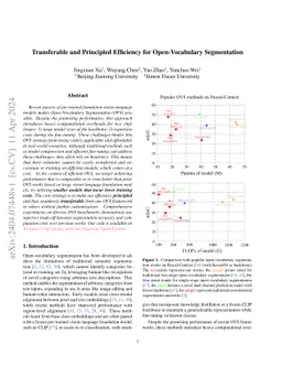 Transferable and Principled Efficiency for Open-Vocabulary Segmentation