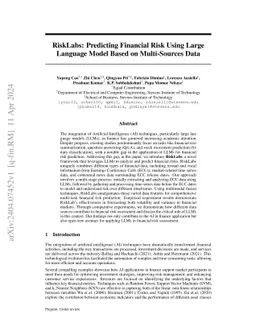 RiskLabs: Predicting Financial Risk Using Large Language Model based on Multimodal and Multi-Sources Data