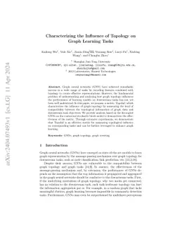 Characterizing the Influence of Topology on Graph Learning Tasks