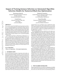 Impact of Training Instance Selection on Automated Algorithm Selection
  Models for Numerical Black-box Optimization