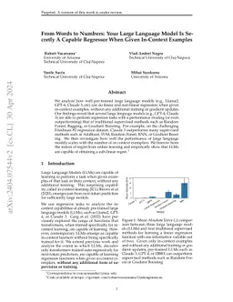 From Words to Numbers: Your Large Language Model Is Secretly A Capable
  Regressor When Given In-Context Examples