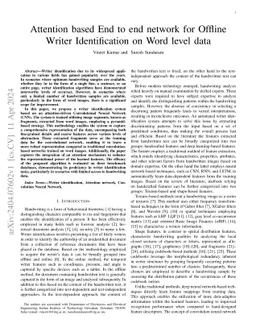 Attention based End to end network for Offline Writer Identification on Word level data