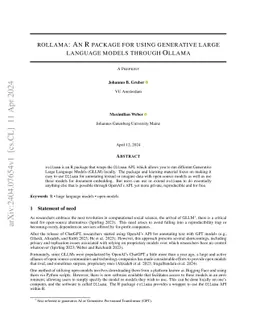 rollama: An R package for using generative large language models through
  Ollama