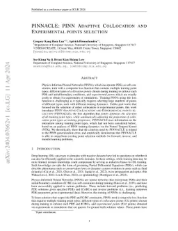 PINNACLE: PINN Adaptive ColLocation and Experimental points selection