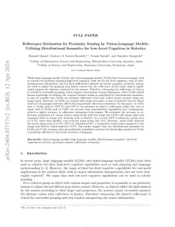 Reflectance Estimation for Proximity Sensing by Vision-Language Models:
  Utilizing Distributional Semantics for Low-Level Cognition in Robotics