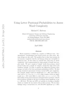 Using Letter Positional Probabilities to Assess Word Complexity