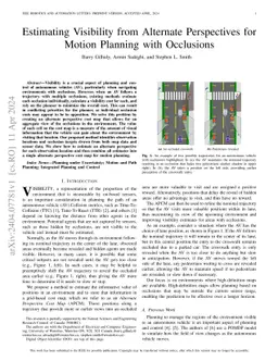 Estimating Visibility from Alternate Perspectives for Motion Planning
  with Occlusions