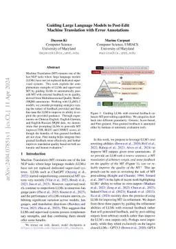 Guiding Large Language Models to Post-Edit Machine Translation with Error Annotations