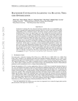 Backdoor Contrastive Learning via Bi-level Trigger Optimization