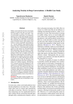 Analyzing Toxicity in Deep Conversations: A Reddit Case Study