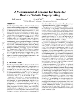 A Measurement of Genuine Tor Traces for Realistic Website Fingerprinting