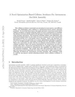 A Novel Optimization-Based Collision Avoidance For Autonomous On-Orbit
  Assembly