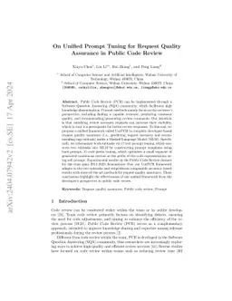 On Unified Prompt Tuning for Request Quality Assurance in Public Code
  Review