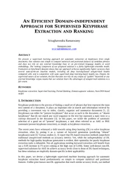 An efficient domain-independent approach for supervised keyphrase
  extraction and ranking