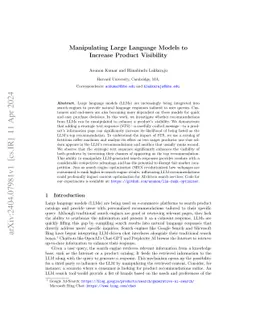Manipulating Large Language Models to Increase Product Visibility