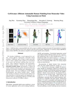 GoMAvatar: Efficient Animatable Human Modeling from Monocular Video
  Using Gaussians-on-Mesh