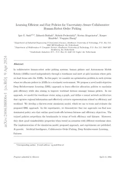Learning Efficient and Fair Policies for Uncertainty-Aware Collaborative
  Human-Robot Order Picking