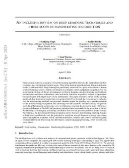 An inclusive review on deep learning techniques and their scope in
  handwriting recognition