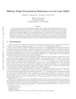 Efficient Duple Perturbation Robustness in Low-rank MDPs