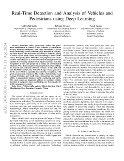 Real-Time Detection and Analysis of Vehicles and Pedestrians using Deep
  Learning