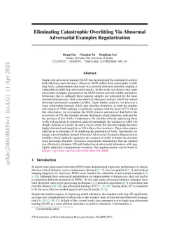 Eliminating Catastrophic Overfitting Via Abnormal Adversarial Examples
  Regularization